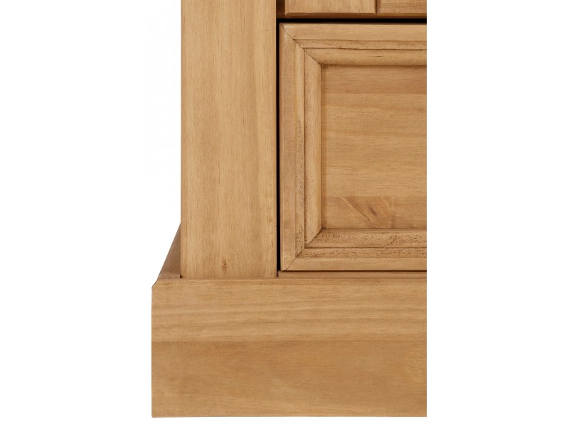 guarda roupas de madeira maciça rústica com 3 portas 2 gavetas e espelho acabamento em cera | England